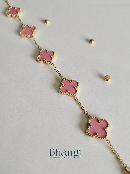 Pink Clover Charm Bracelet
