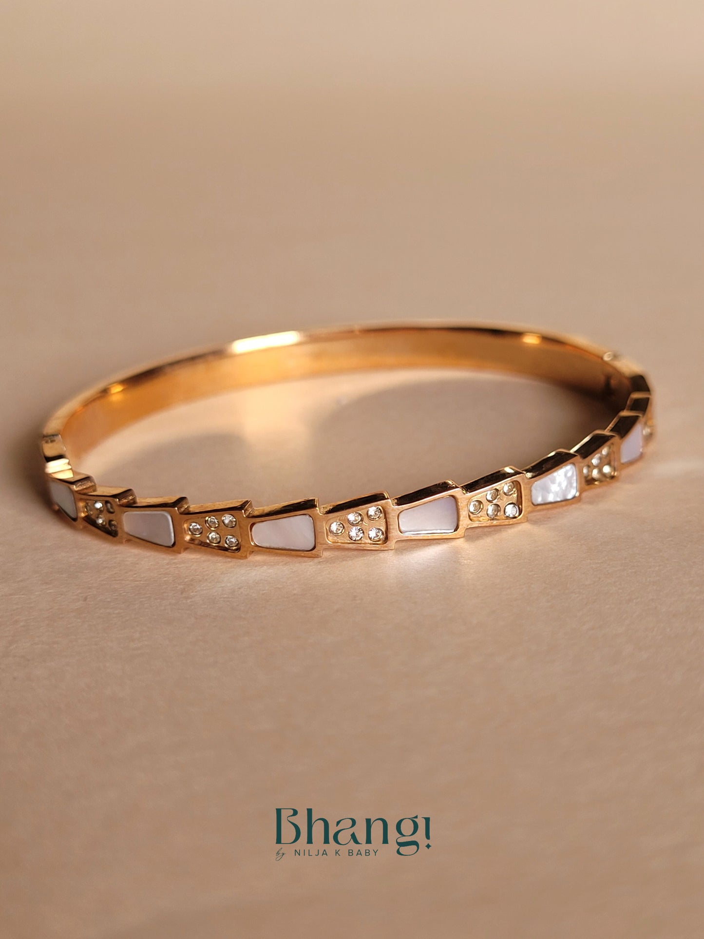 Rose Gold Hexagon Bangle with Crystals