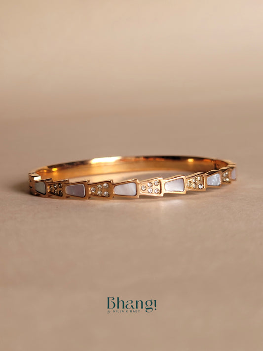 Rose Gold Hexagon Bangle with Crystals