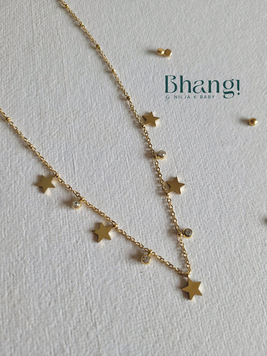 Star and stone drop necklace
