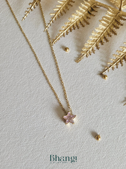Minimalist Star Necklace - pink