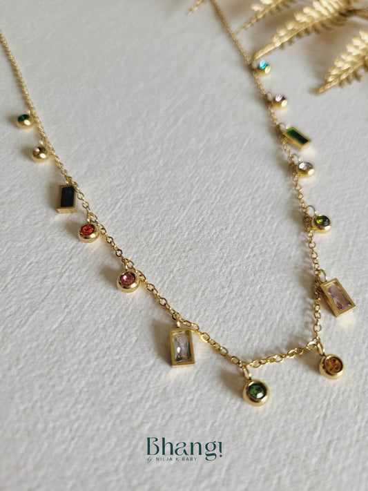 Rainbow Gemstone spreaded necklace