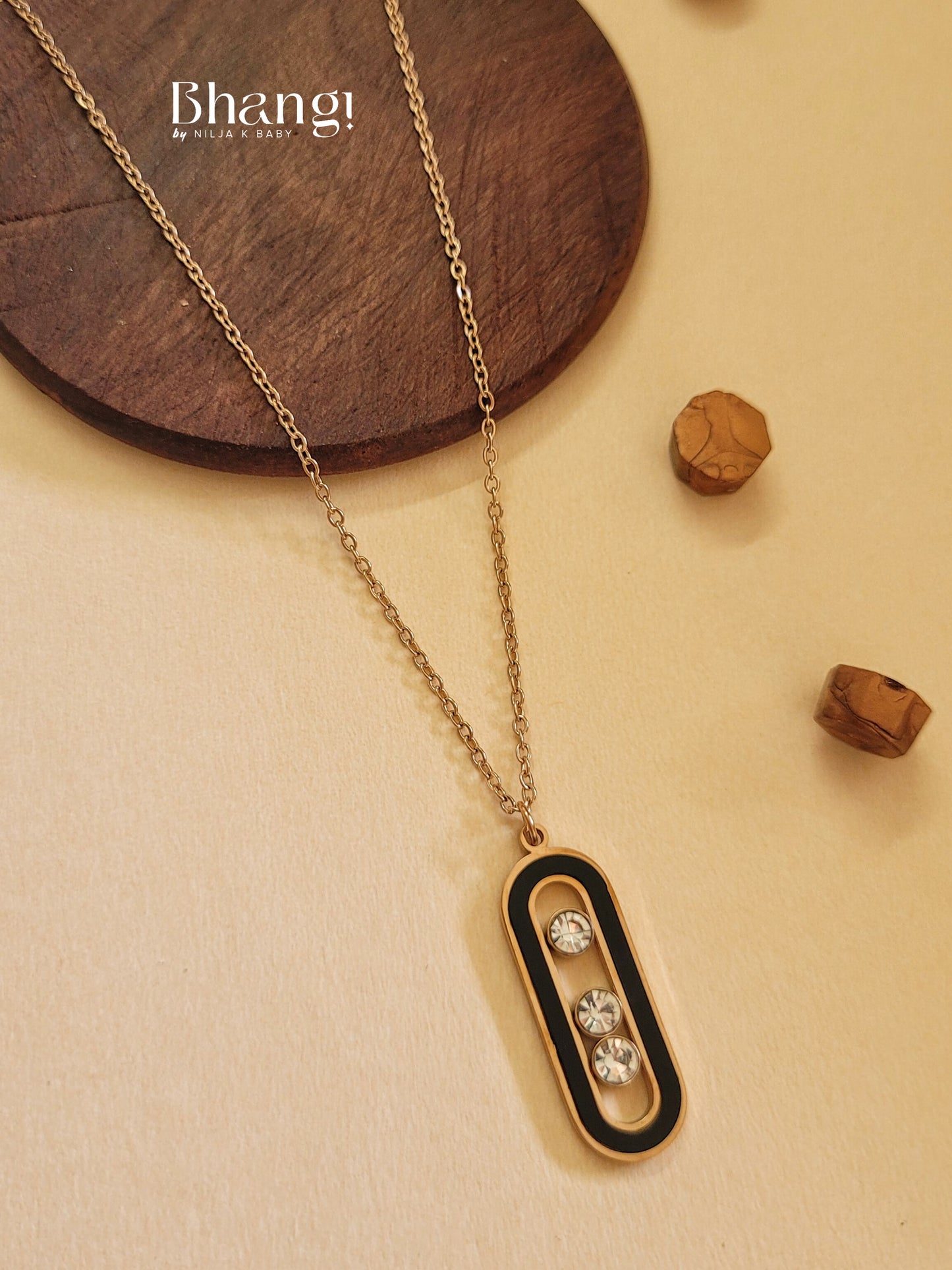 Oval Pendant Necklace with Crystal Accents