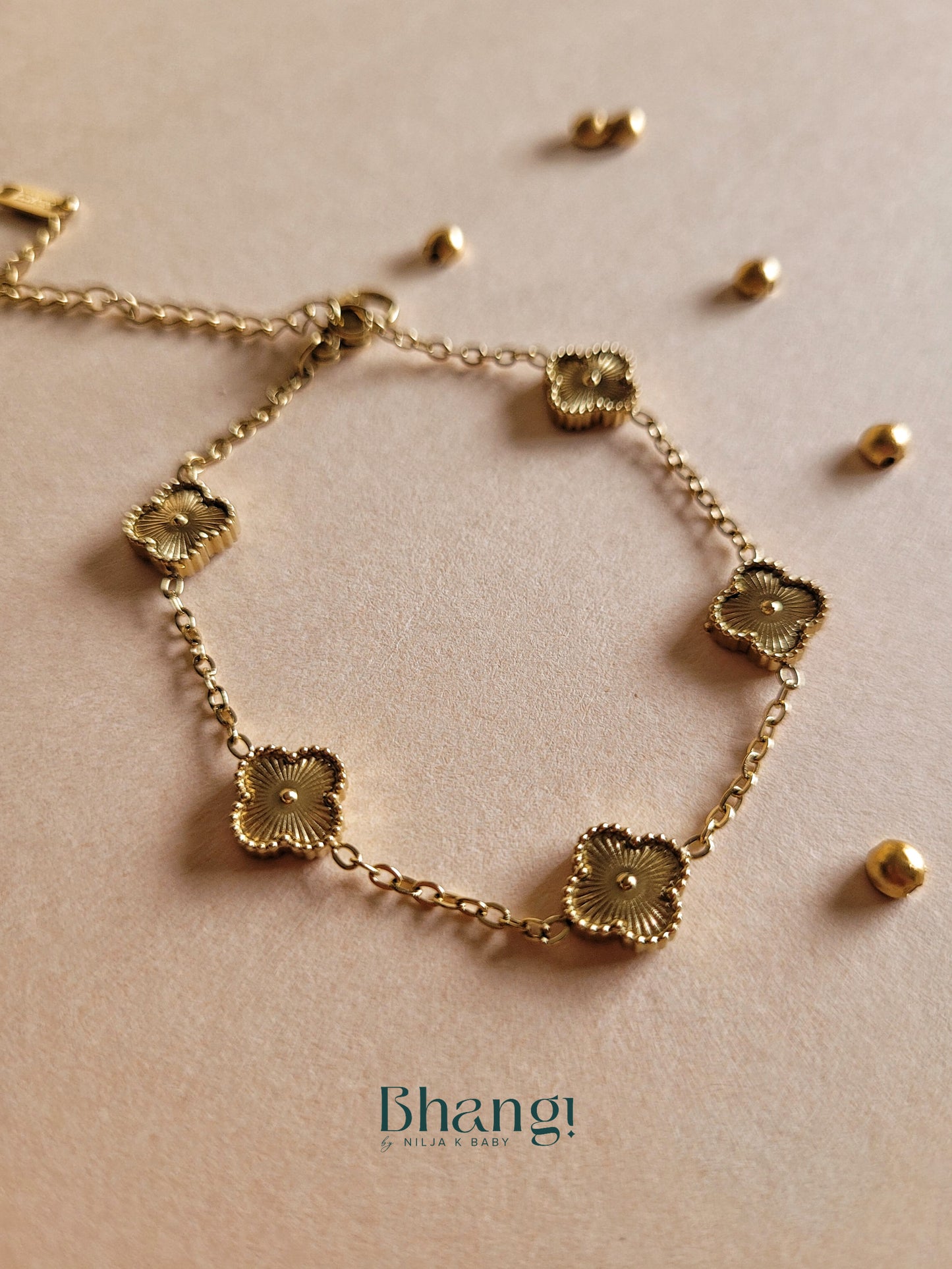 Gold Clover Charm Bracelet