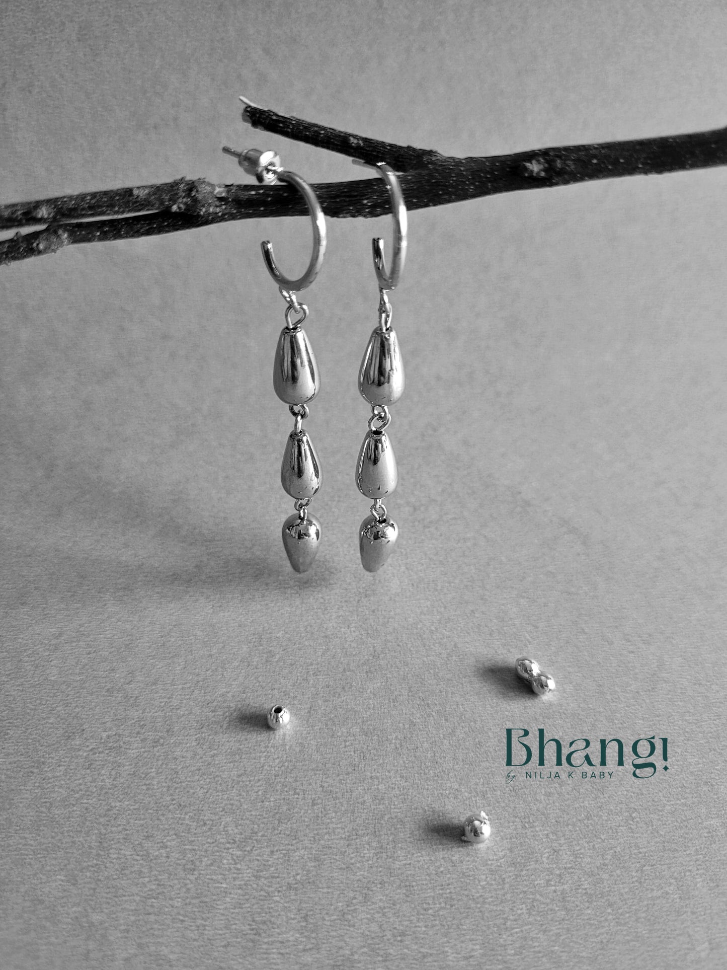 Bhangi Silver Teardrop Drop Earrings