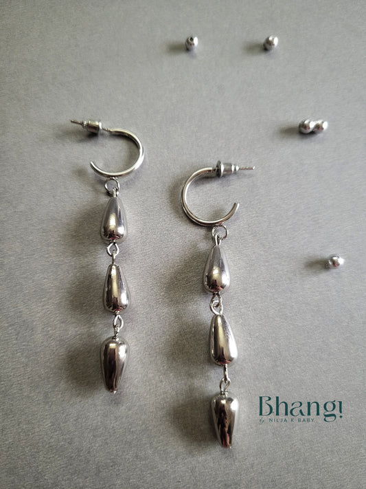 Bhangi Silver Teardrop Drop Earrings