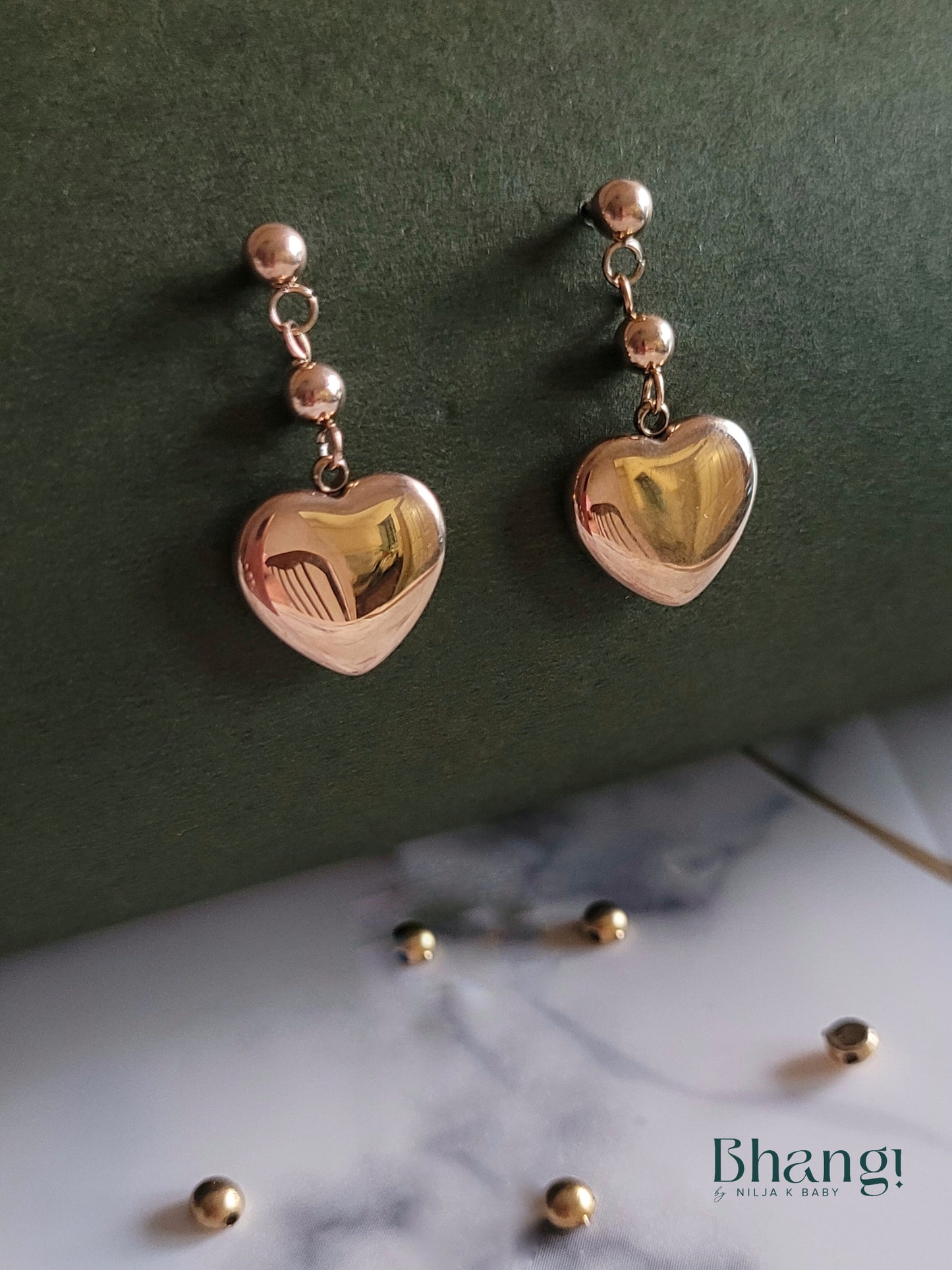 Bhangi Gold-Tone Heart Drop Earrings
