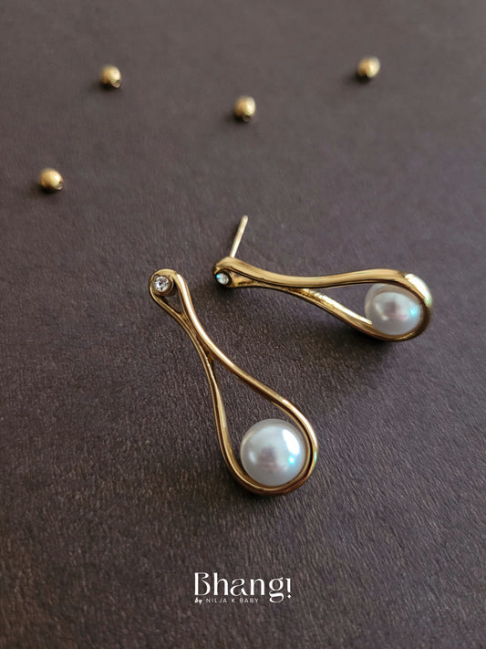 Bhangi Gold-Tone Pearl Drop Earrings