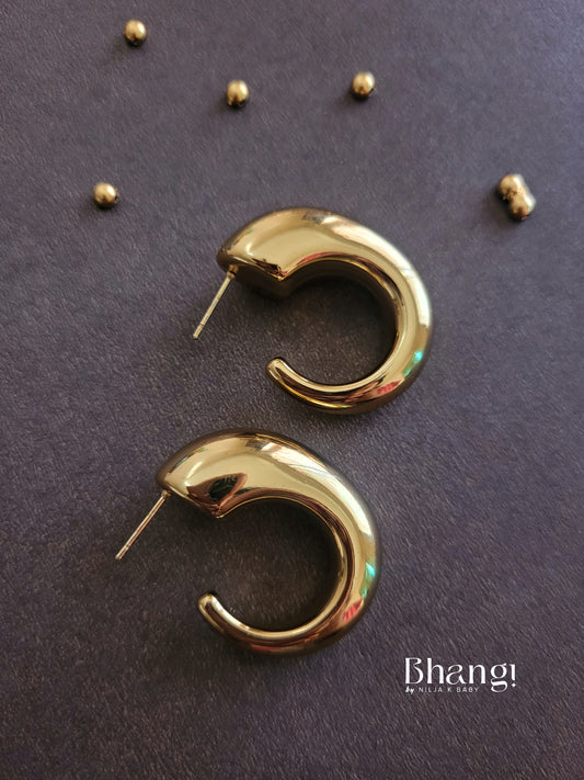 Bhangi Gold-Tone Organic Hoop Earrings