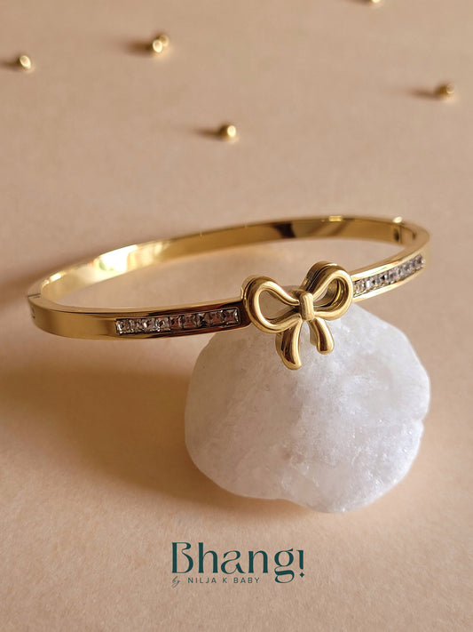 Bhang! Gold-Tone Bow Bangle with Crystal Accents