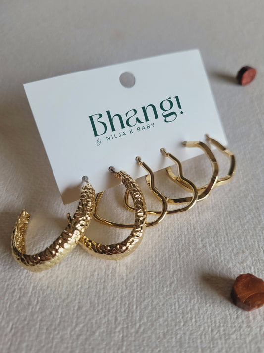 Geometric Hoop Earrings Set - 3 in One Combo