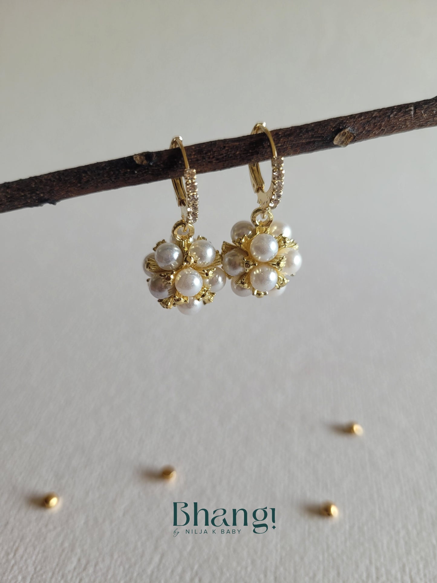 Pearl Cluster Hoop Earrings