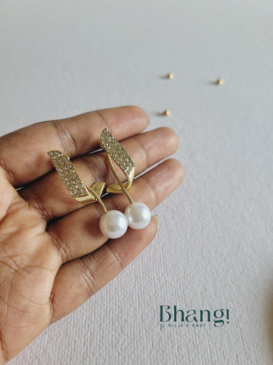 Pearl and Crystal Drop Earrings