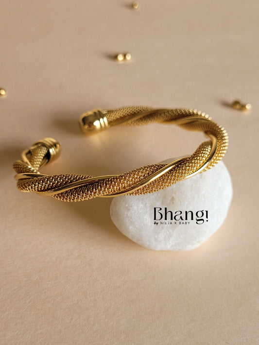 Intertwined Gold Cuff Bracelet