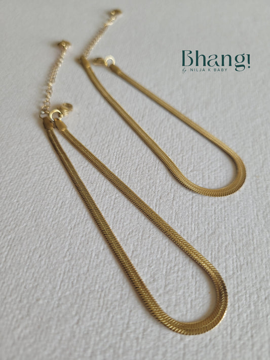 Layered Gold-Tone Anklet with Star Charms - Pair