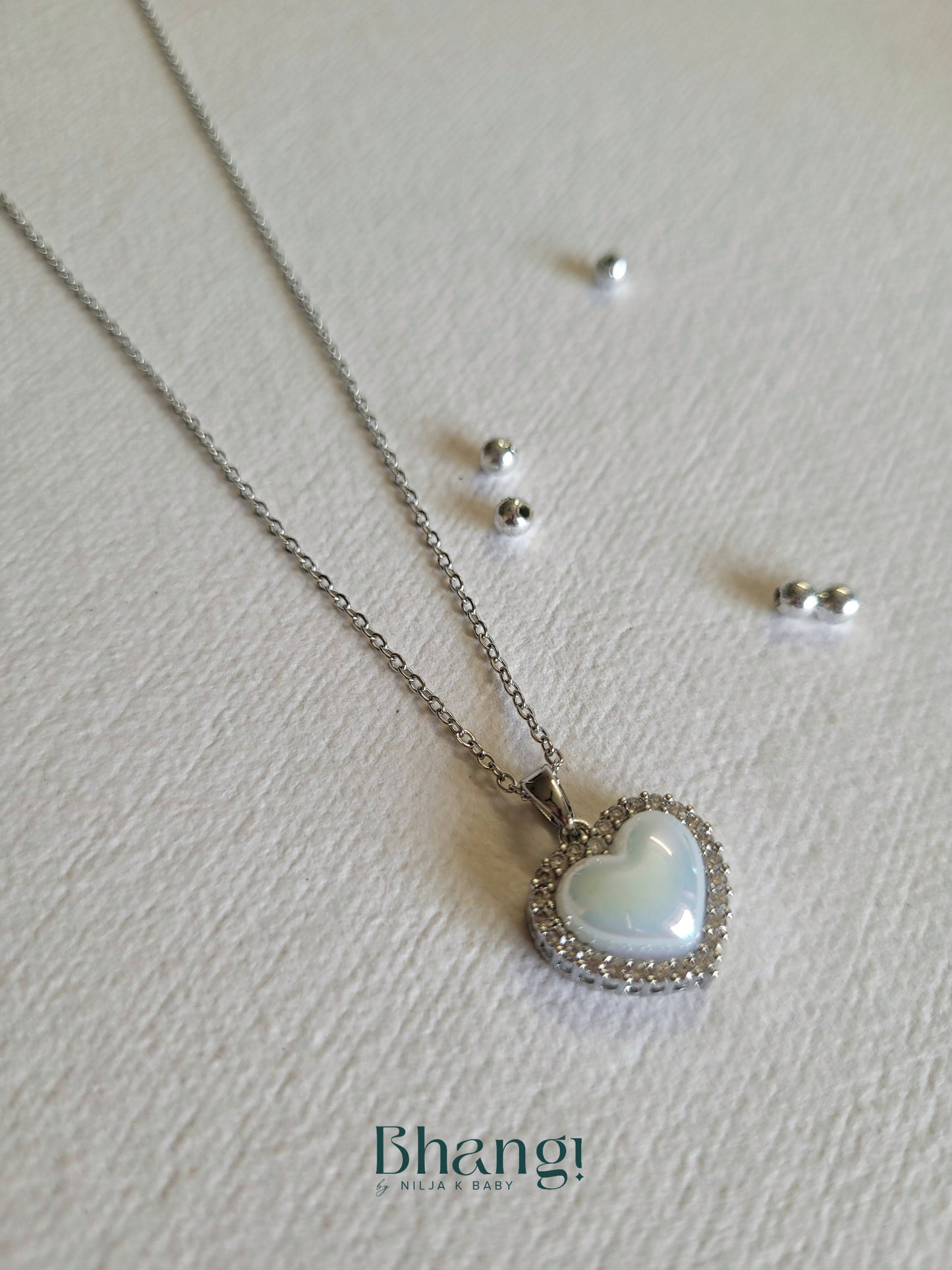 Silver Mother-of-Pearl Heart Pendant Necklace