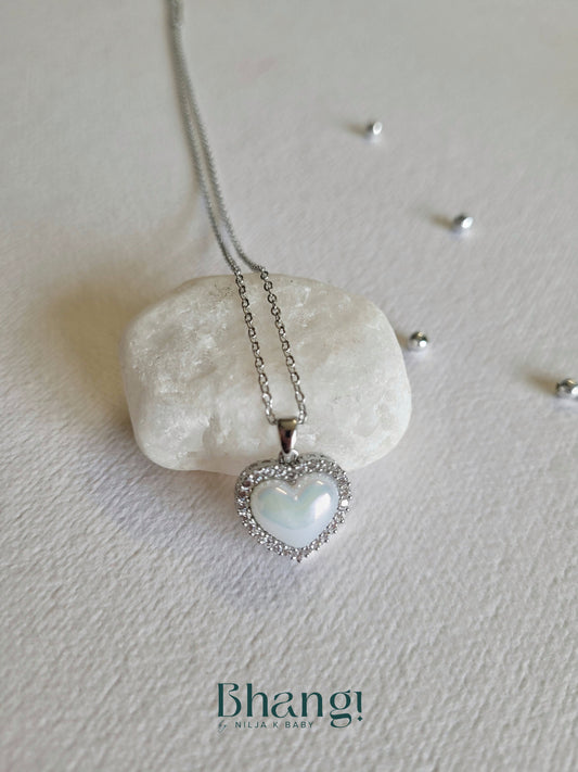 Silver Mother-of-Pearl Heart Pendant Necklace