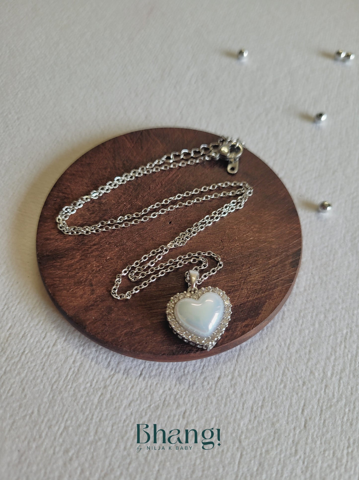 Silver Mother-of-Pearl Heart Pendant Necklace