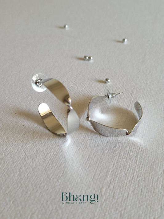 Silver-Tone Twisted Hoop Earrings