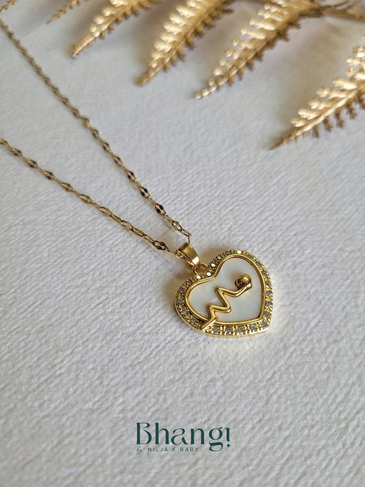 Gold-Tone Heartbeat with Heart Pendant Necklace