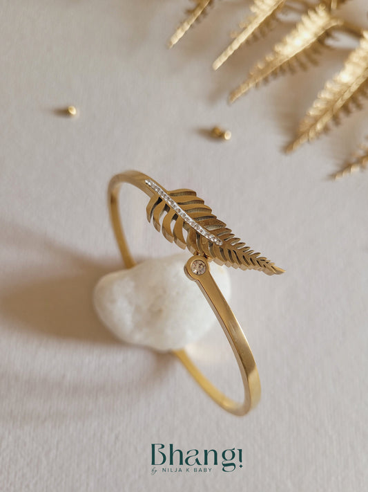 Gold-Tone Feather Bangle