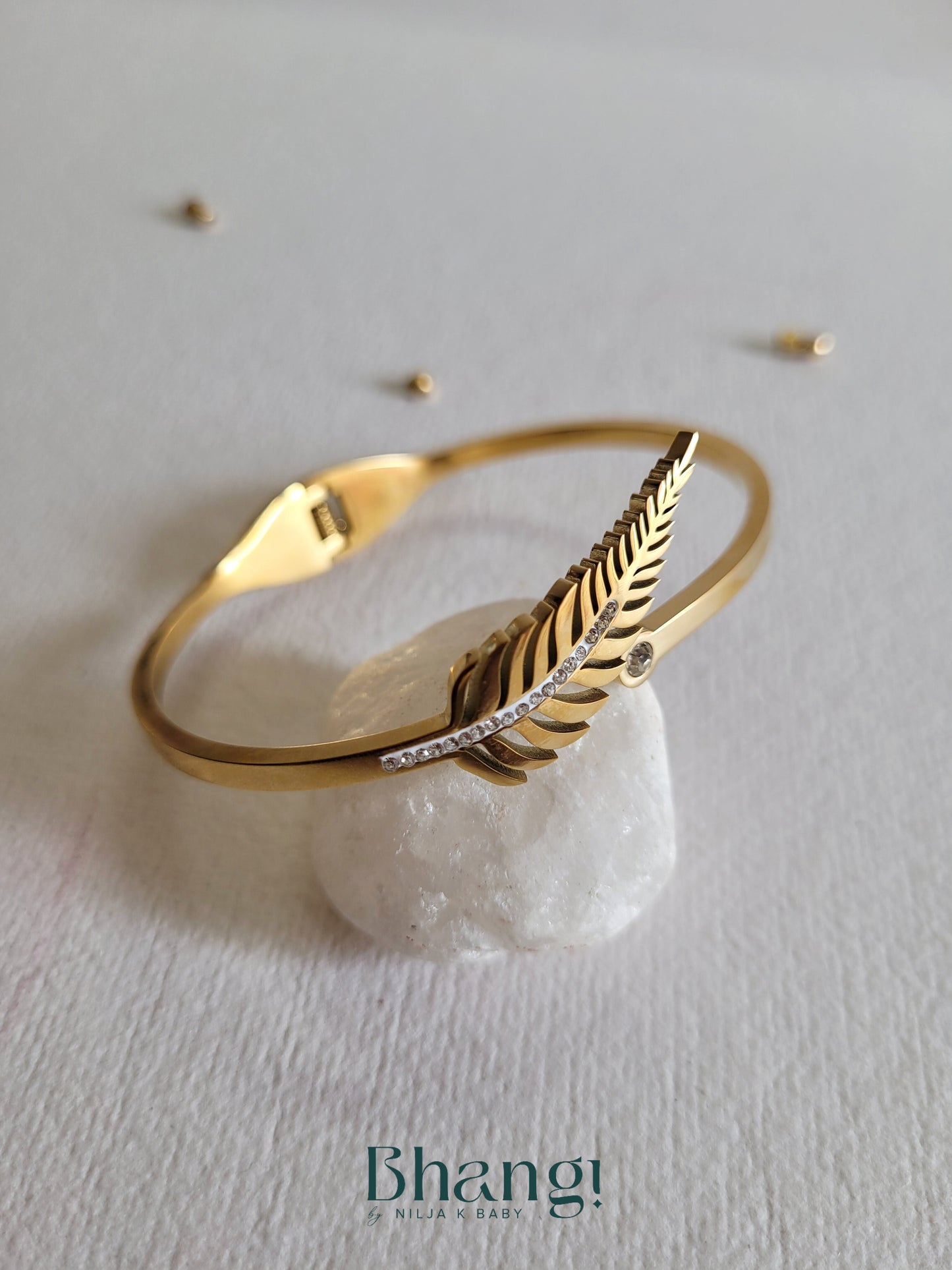Gold-Tone Feather Bangle