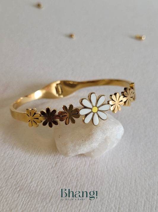 Gold-Tone Flower Bangle