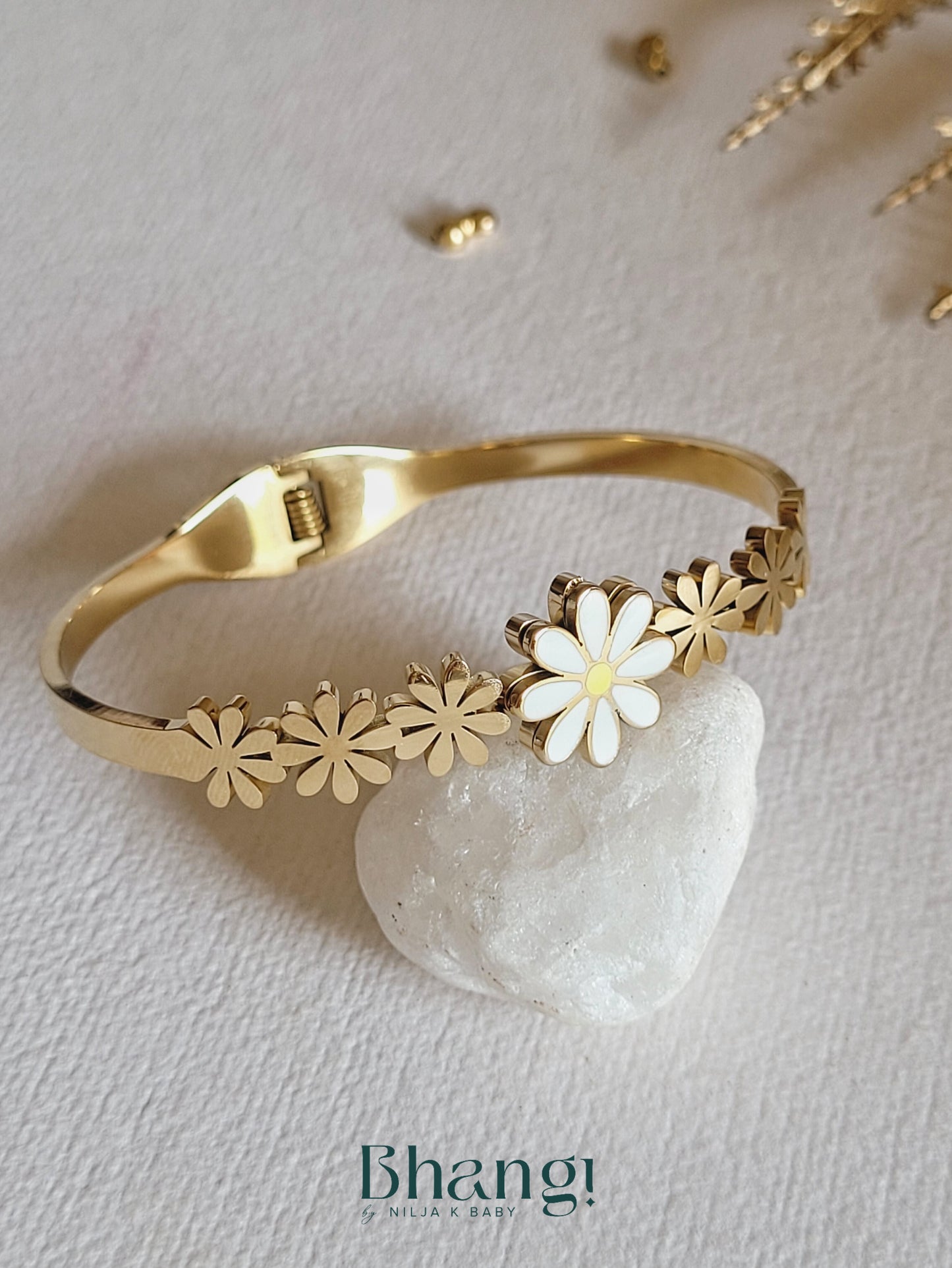 Gold-Tone Flower Bangle