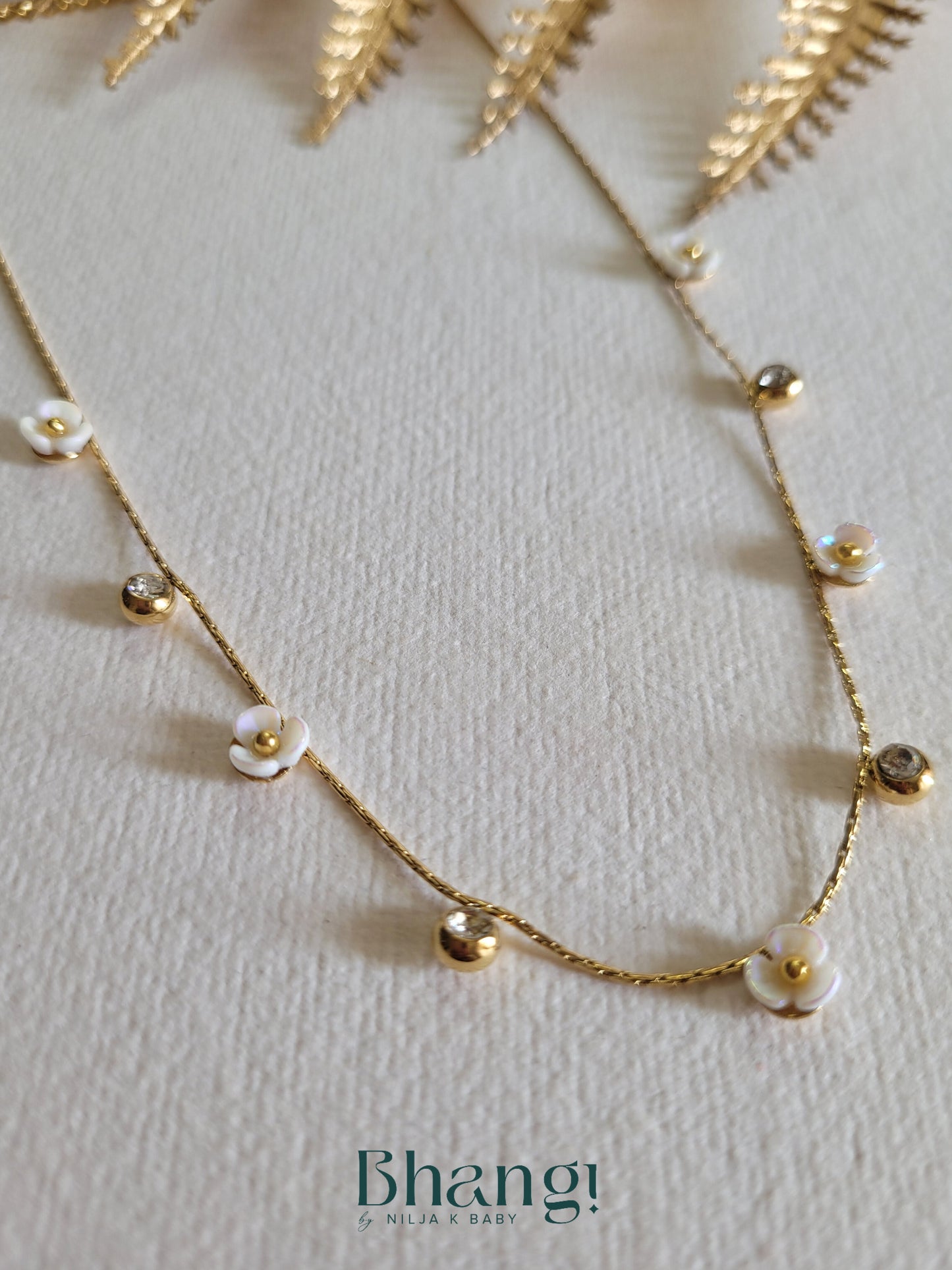 Gold-Tone Flower and Crystal Necklace