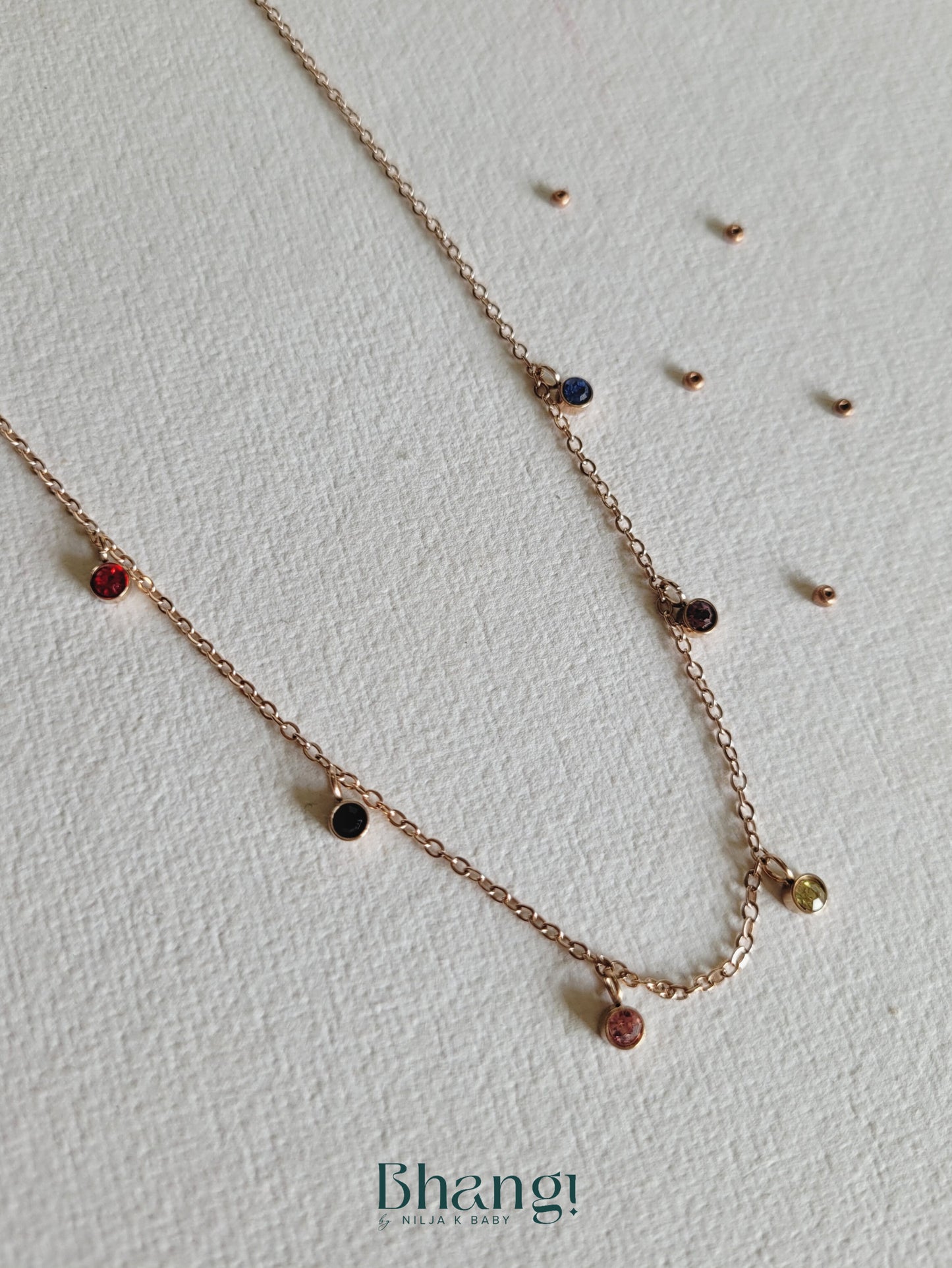 Rose Gold Delicate Gemstone Chain Necklace
