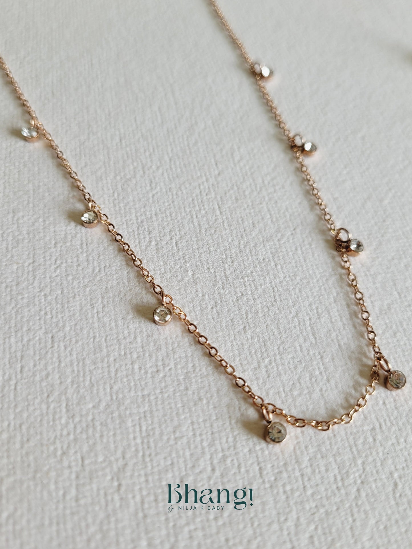 Rose Gold Minimalist Crystal Dot Necklace
