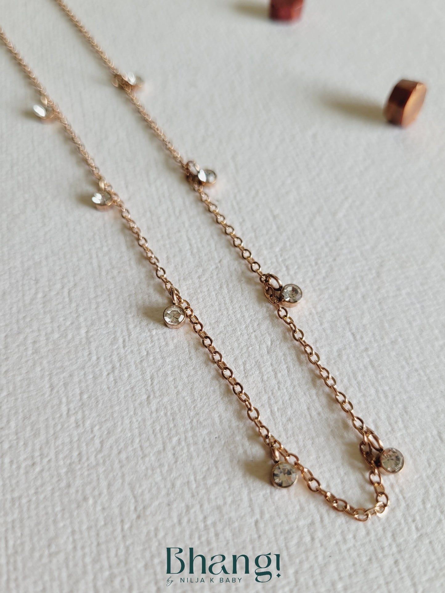 Rose Gold Minimalist Crystal Dot Necklace