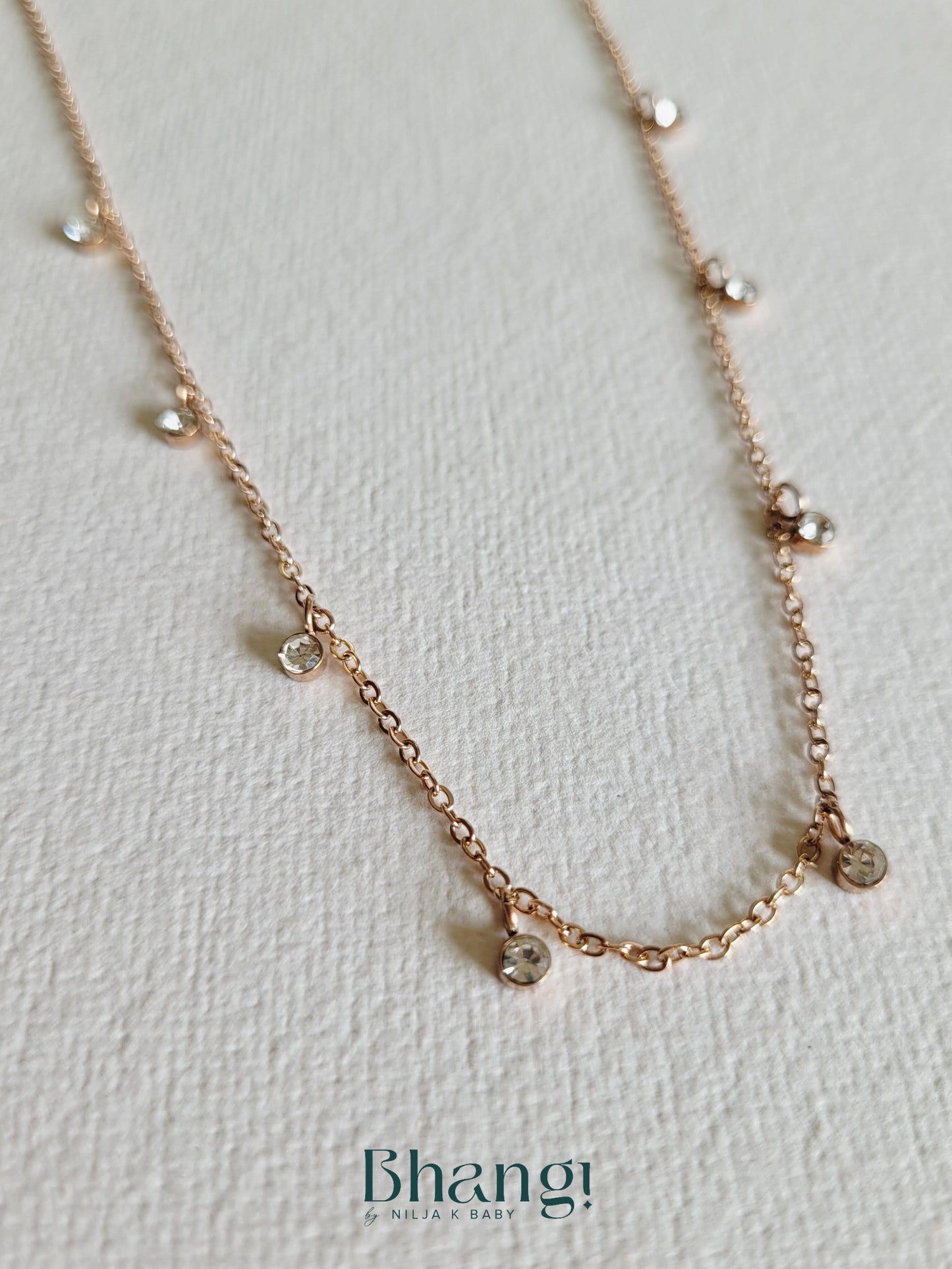 Rose Gold Minimalist Crystal Dot Necklace