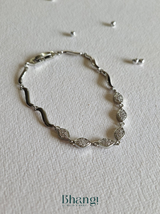 Silver-Tone Crystal Wave Bracelet