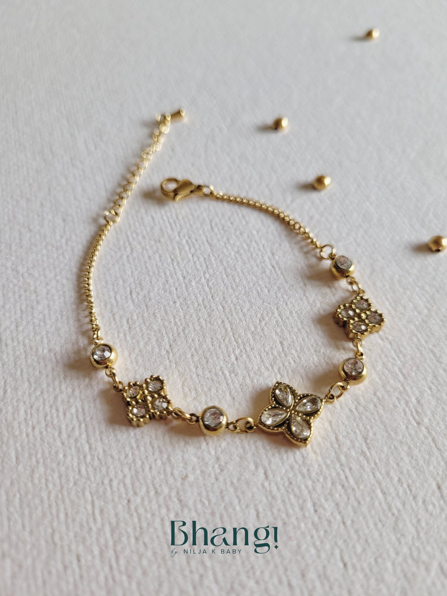 Gold-Tone Delicate Clover Bracelet