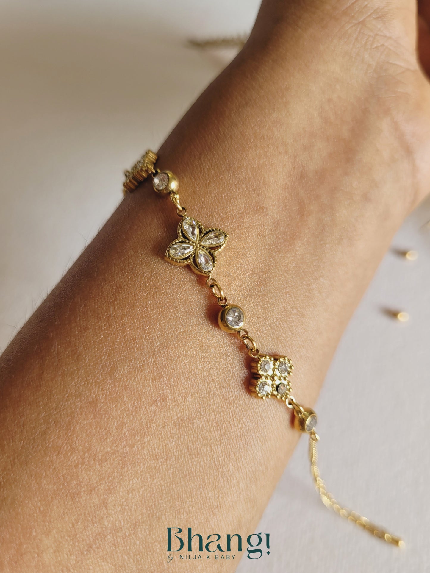 Gold-Tone Delicate Clover Bracelet