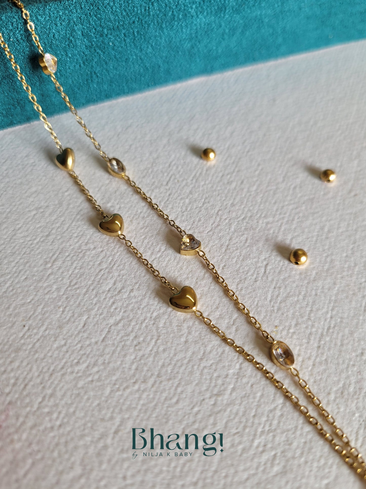 Gold-Tone Heart and Crystal Bracelet