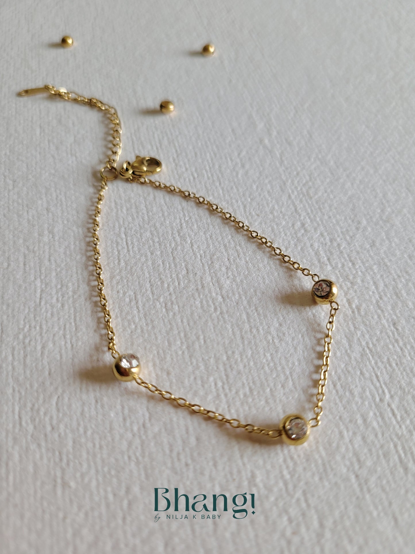 Gold-Tone Delicate Crystal Chain Bracelet