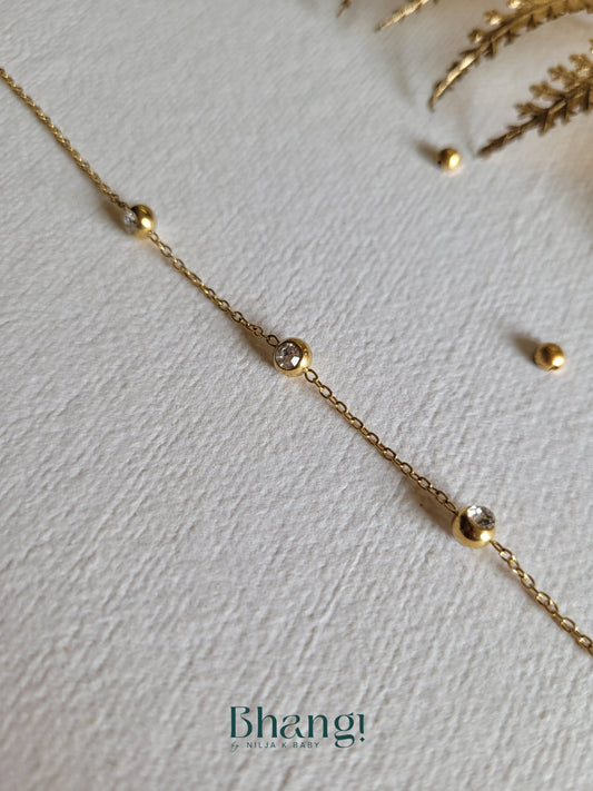 Gold-Tone Delicate Crystal Chain Bracelet