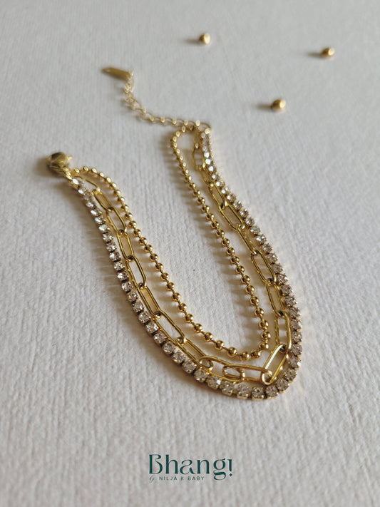 Gold-Tone Multi-Row Crystal Bracelet