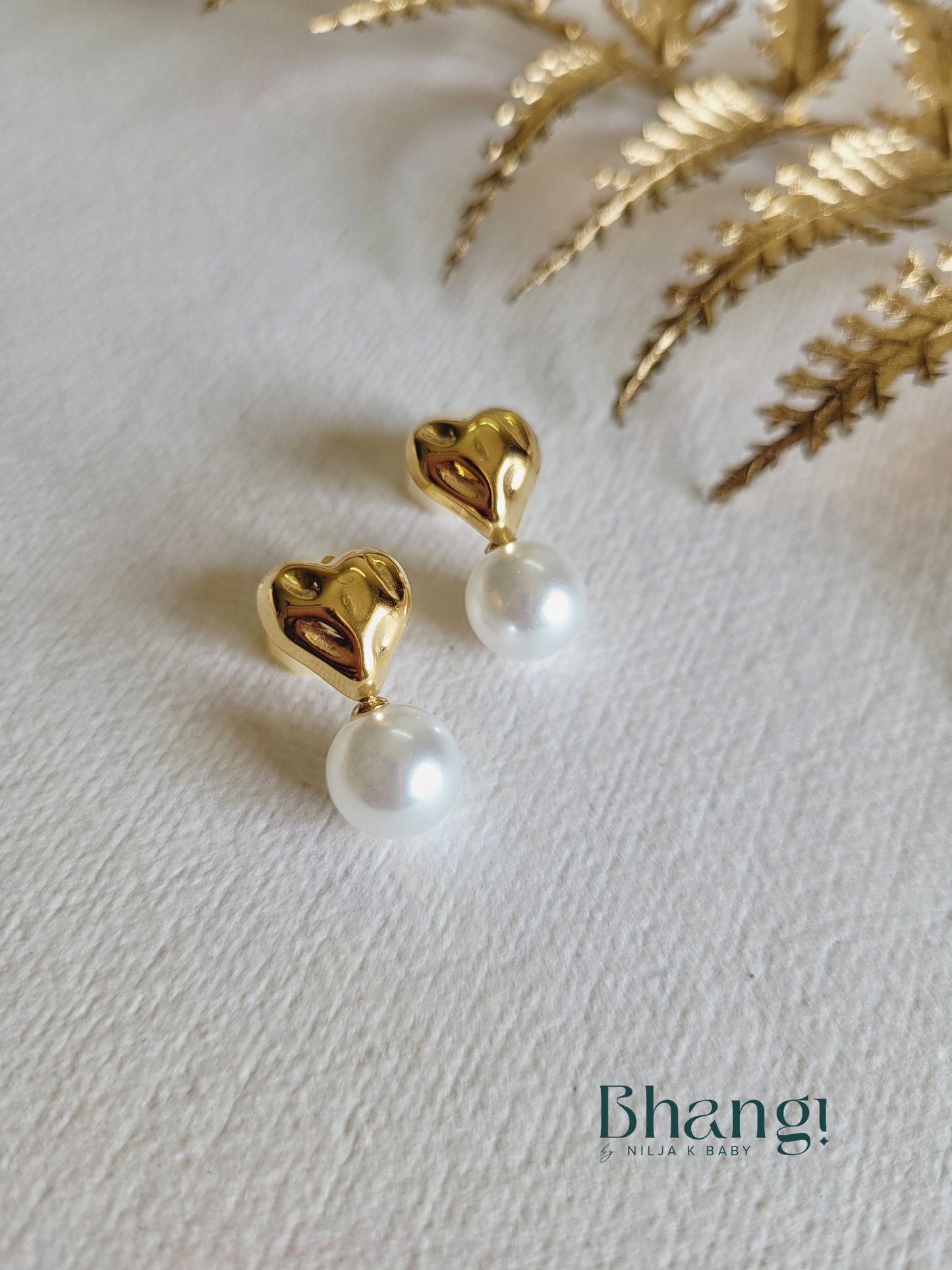 Heart & Pearl Drop Earrings