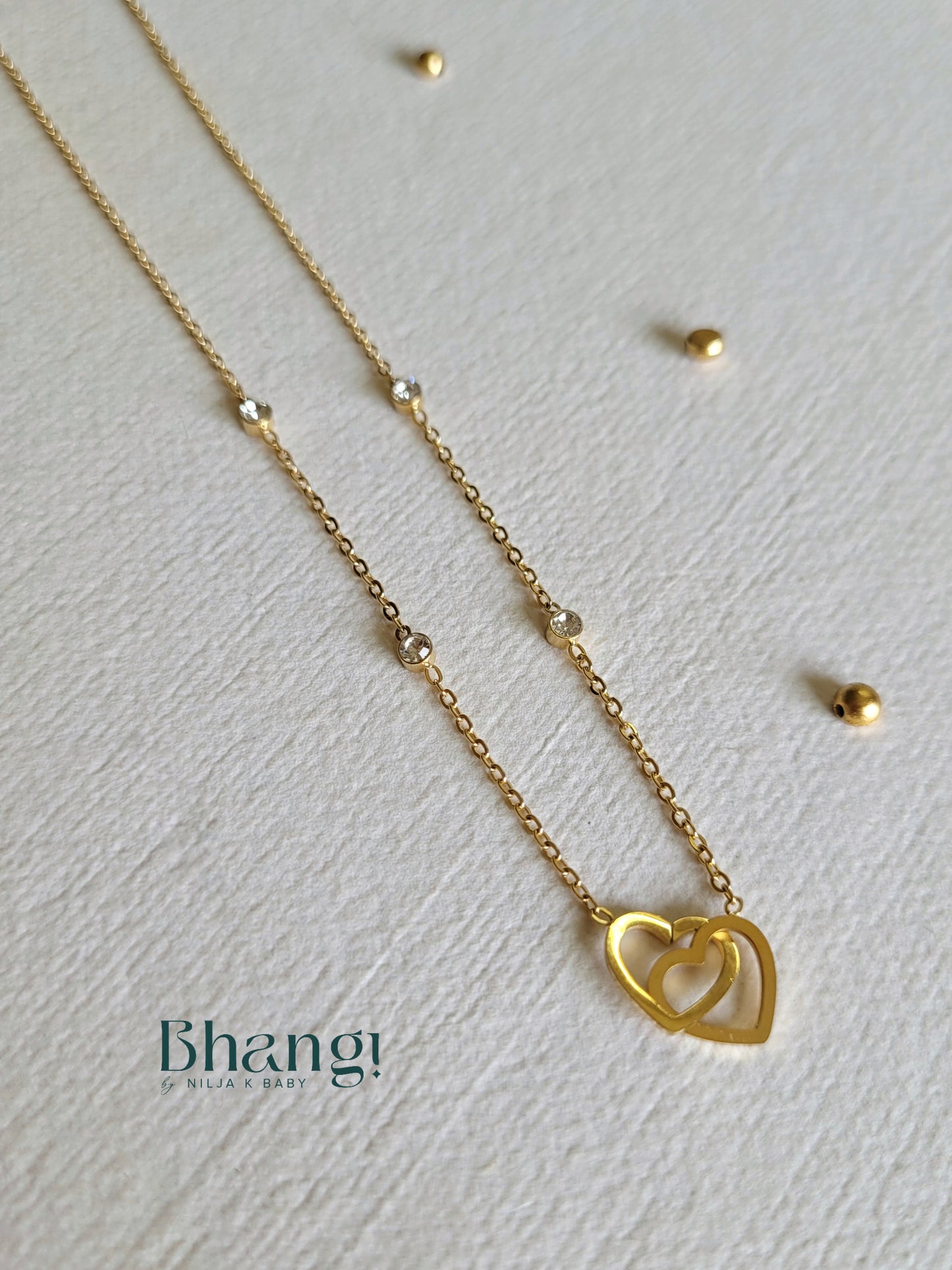 Double Heart Pendant Necklace
