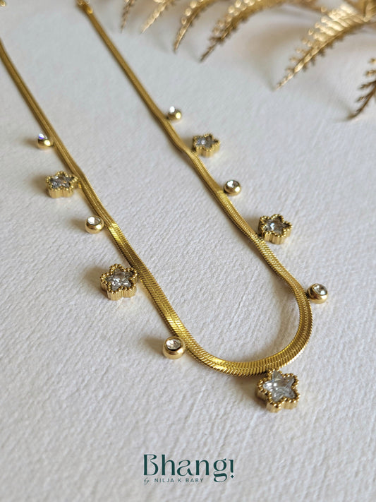 Clover Charm Snake Chain Necklace