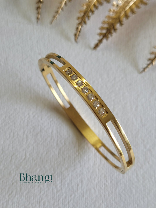 Gold-Tone Minimalist Crystal Bangle