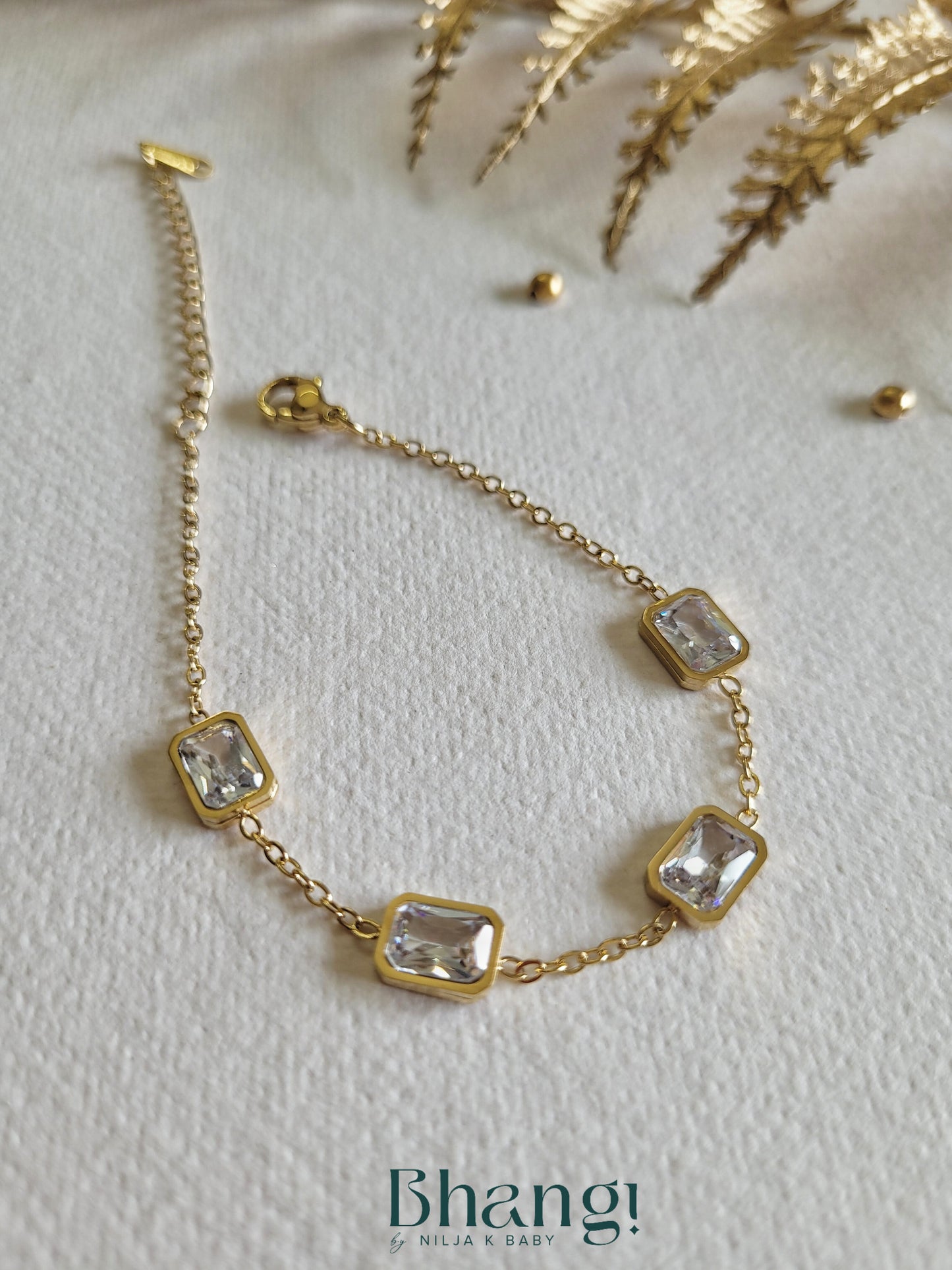 Rectangle Crystal Chain Bracelet