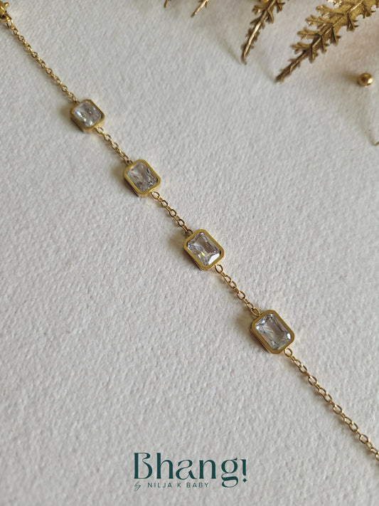 Rectangle Crystal Chain Bracelet