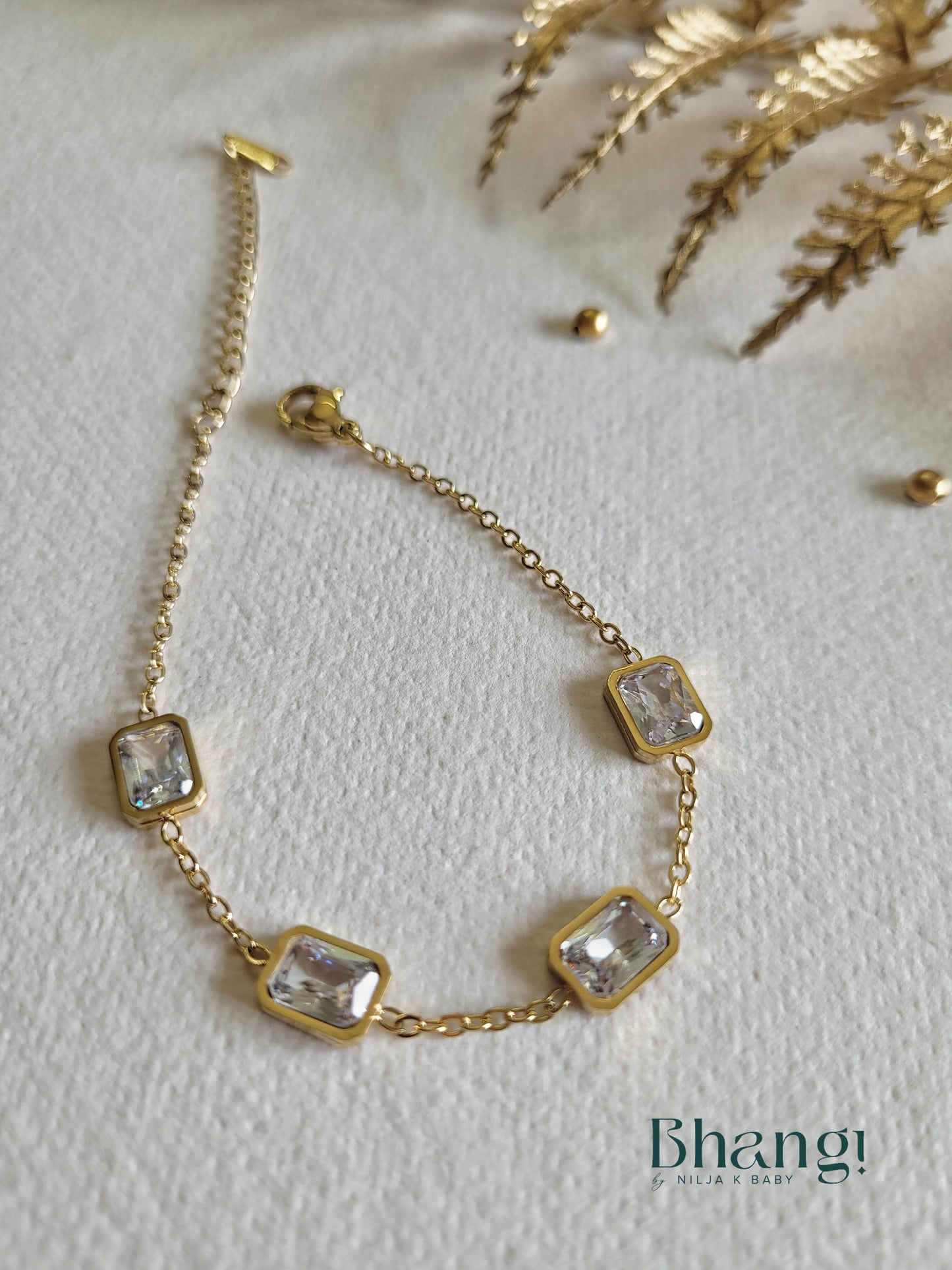 Rectangle Crystal Chain Bracelet