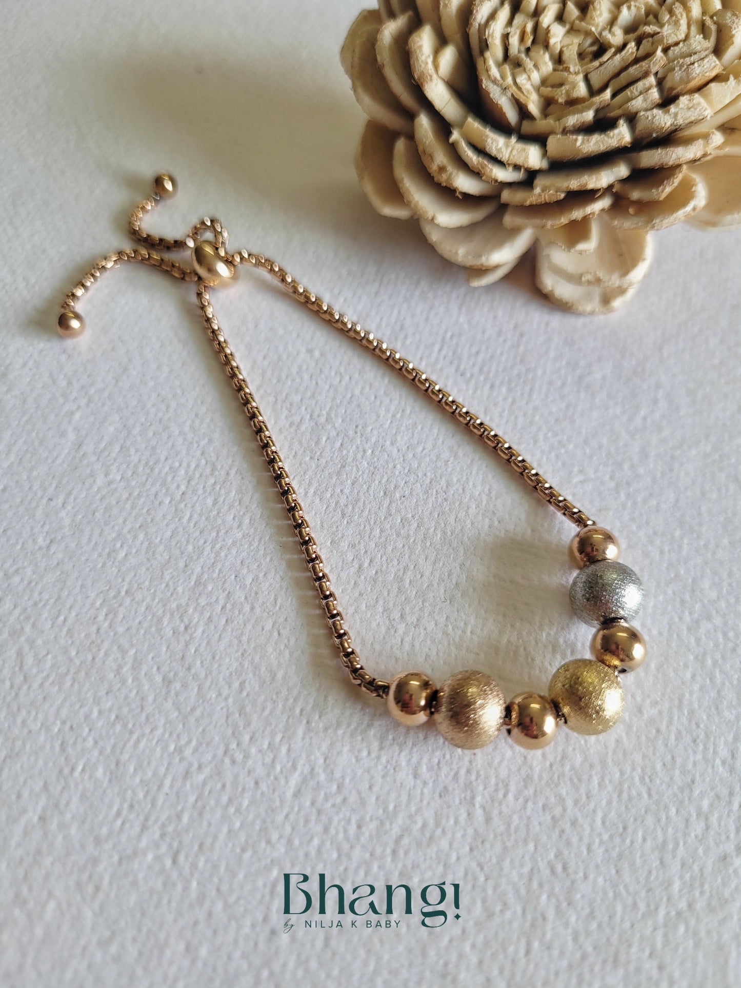 Tri-Tone Beaded Slider Bracelet
