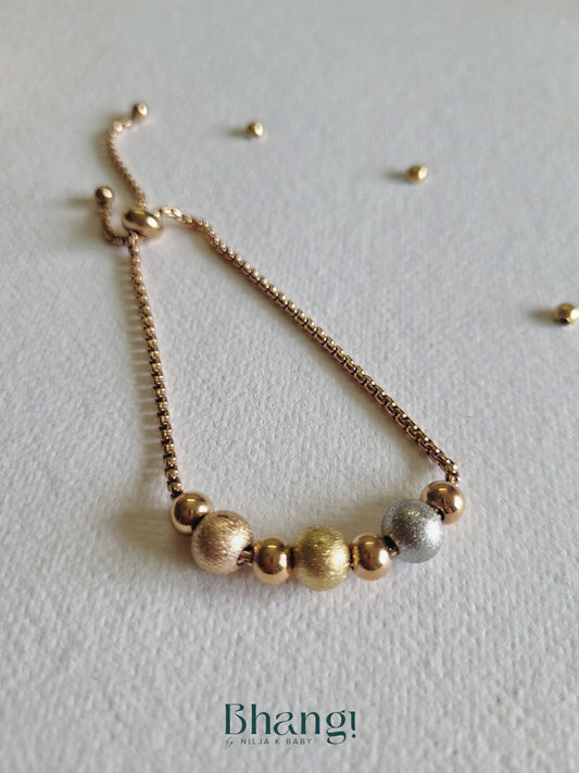 Tri-Tone Beaded Slider Bracelet