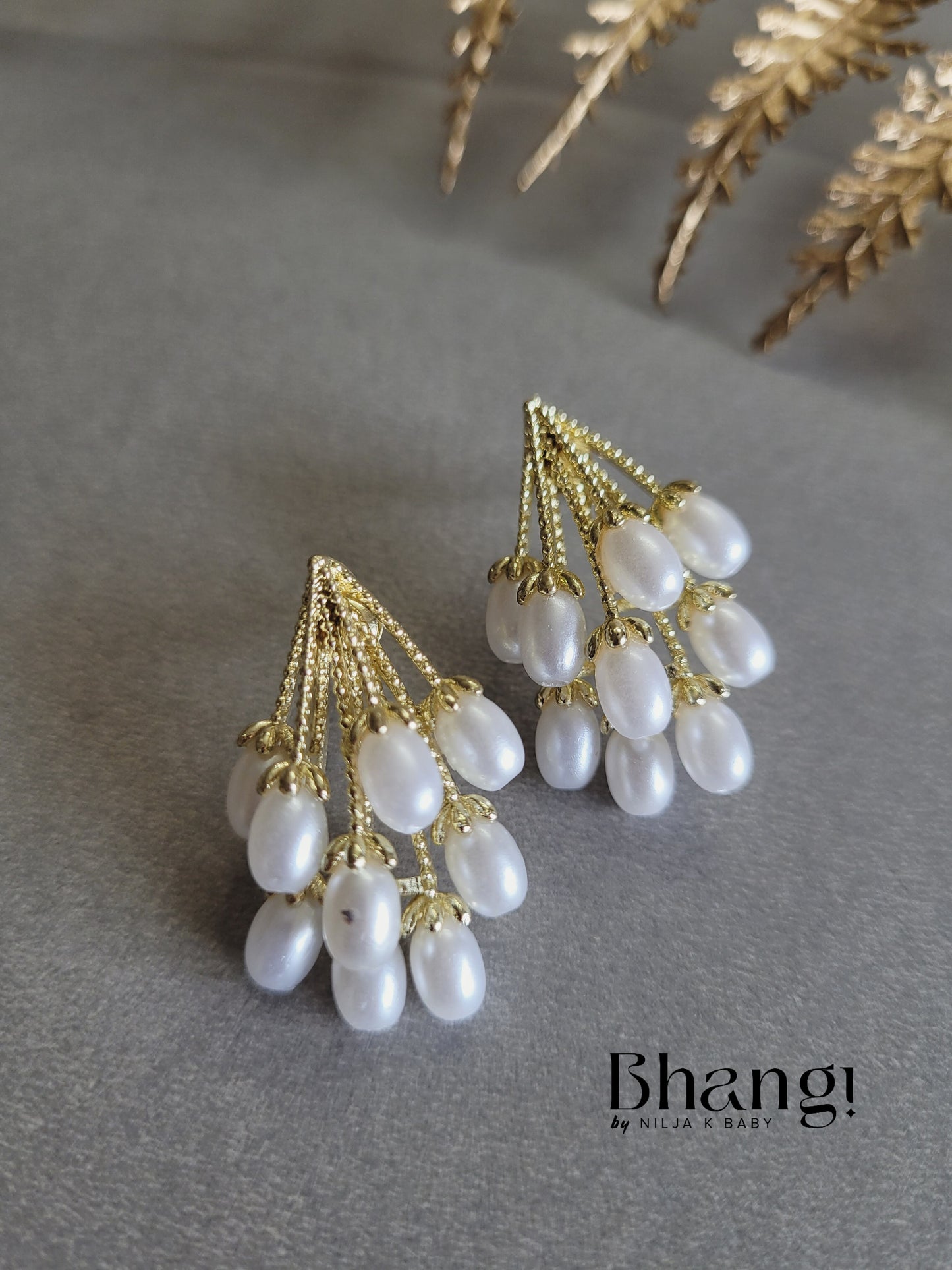 Pearl Cluster Drop Earrings
